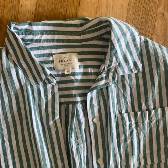Sezane green striped button down - Picture 2 of 3